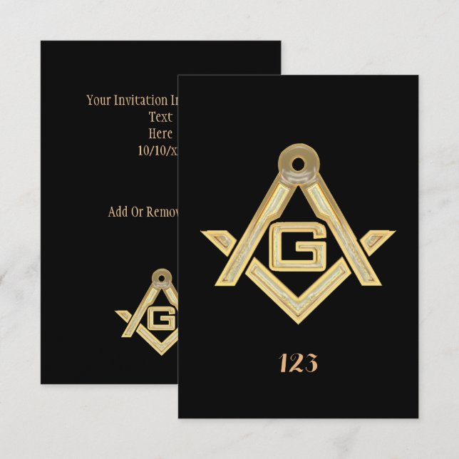 Masonic Golden Rush Einladung (Vorne/Hinten)