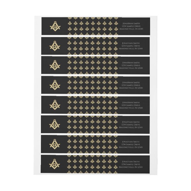 Masonic Golden Rush Rundum-Adressaufkleber (Bogen)