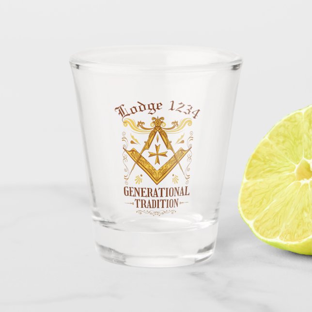 Masonic Lodge Behaltend Tradition Schnapsglas (Vorderseite)
