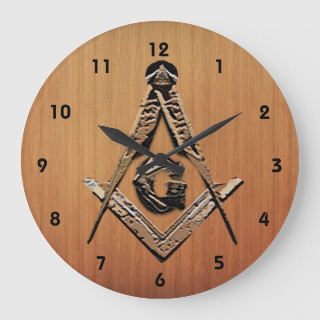 Masonic Minds (Golden) Große Wanduhr (Vorderseite)