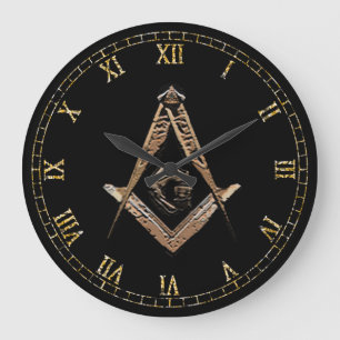 Masonic Minds (Golden) Große Wanduhr