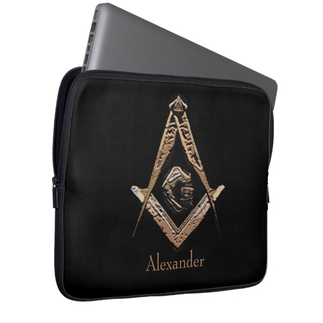 Masonic Minds (GoldenBrownish) Laptopschutzhülle (Vorne Rechts)