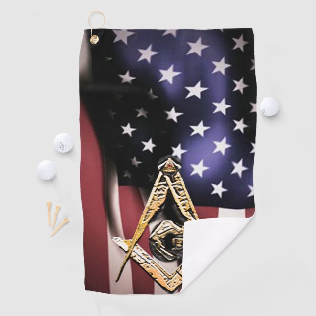Masonic Minds (YellowSwish)USA Golfhandtuch (Insitu)