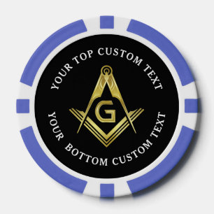 Masonic Poker Chips Goldplatz und Kompass