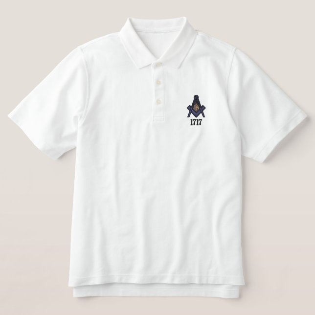 Masonic Polo bestickt mit 1717 Datum (Design Vorderseite)