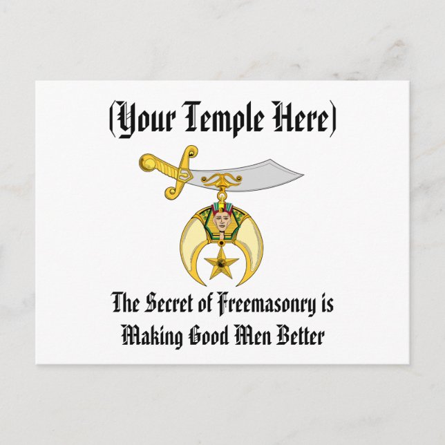 MASONIC / SHRINERS EMBLEM POSTKARTE (Vorderseite)