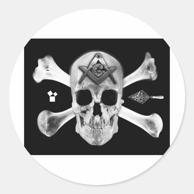 Masonic Skull & Bones, Square and Compass, Trowel, Runder Aufkleber (Vorderseite)