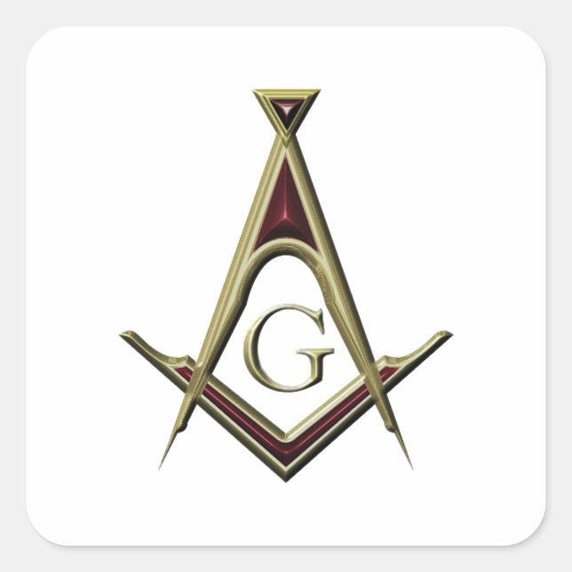 Masonic Square & Compass Quadratischer Aufkleber (Vorderseite)