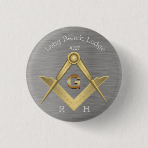 Masonic Square und Compass Monogram Button