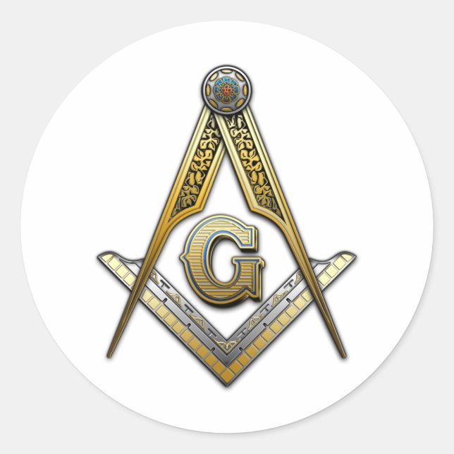 Masonic Square und Compasses Runder Aufkleber (Vorderseite)
