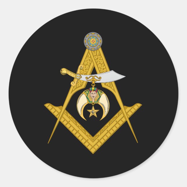 Masonic Square und Kompass Shriners Vater Vatersch Runder Aufkleber (Vorderseite)