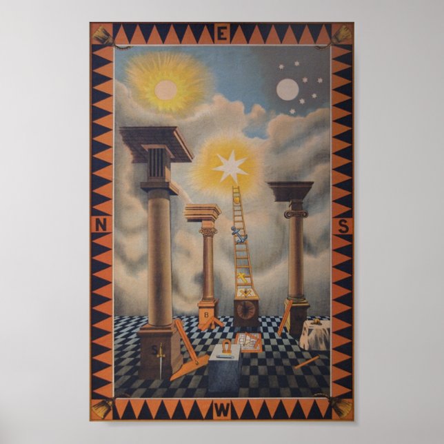 Masonic Tracing Board - Einstieg in den Lehrling Poster (Vorne)