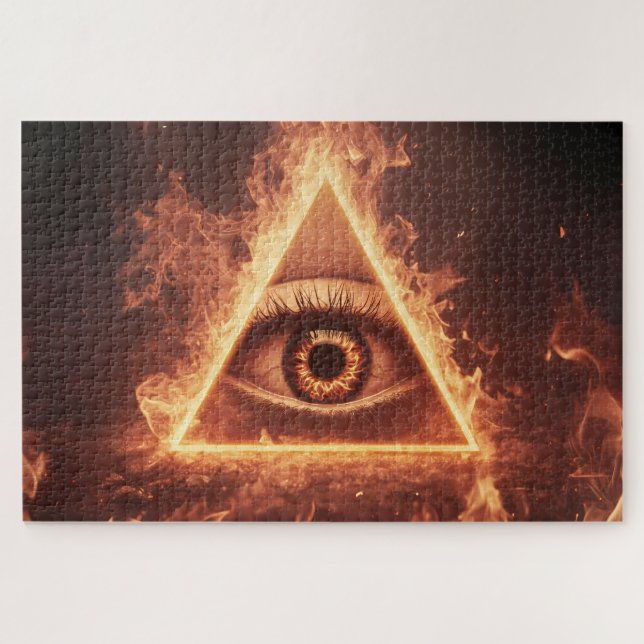 masonische Augenpyramide illuminati im Feuersymbol (Horizontal)
