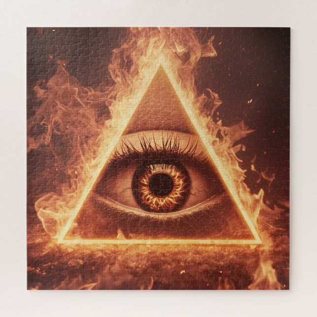 masonische Augenpyramide illuminati im Feuersymbol (Horizontal)