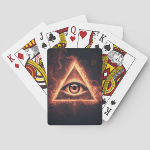 masonische Augenpyramide illuminati im Feuersymbol Spielkarten