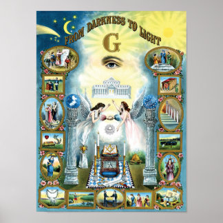Masonisches Poster Von der Dunkelheit bis zur leic