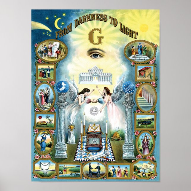 Masonisches Poster Von der Dunkelheit bis zur leic (Vorne)