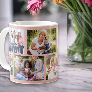 Masonry-Raster Soft Pink 8-Foto-Collage Kaffeetasse