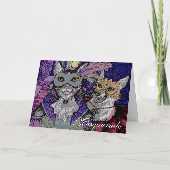 Masquarade Cat, Grußkarte Karte (Vorderseite)