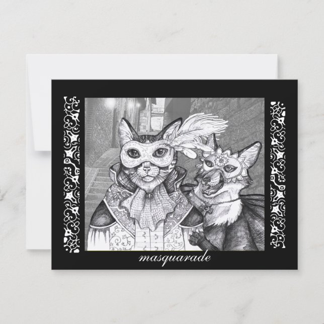 Masquarade Cat, Party Einladungen (Vorderseite)