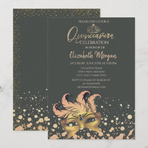 Masque, Confetti Dots Masquerade Quinceañera Einladung