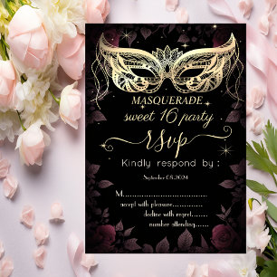 Masque Dark Burgundy Rose Schwarz 80 Sweet 16 UAWG Einladung