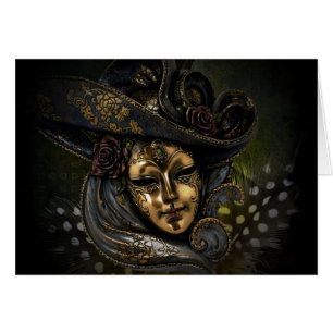 Masque de carnaval d'or avec le casquette et les