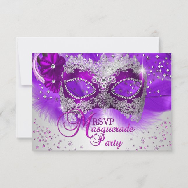 Masque de dentelle violet argent masqué RSVP (Devant)