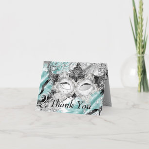 Masque de masque Turquoise argent Merci masqué