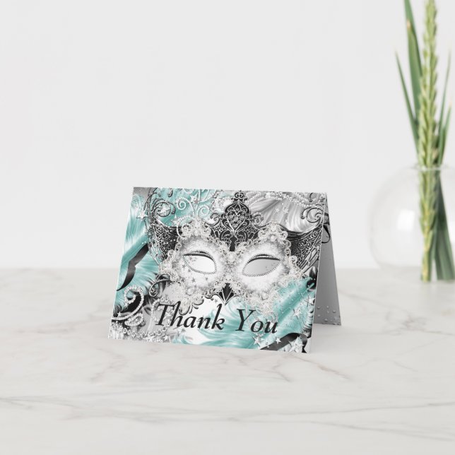 Masque de masque Turquoise argent Merci masqué (Devant)