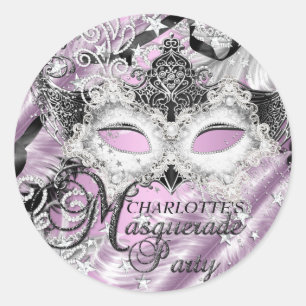 Masque de masquerade en lilas argenté autocollant
