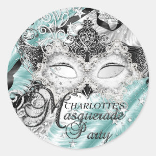 Masque de paillettes sarcelle argenté Autocollant 
