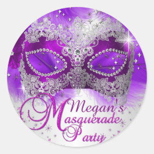 Masque en dentelle violet argent Autocollant Masca