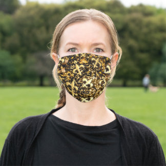 Masque En Tissu Fleur de Lis noir et or