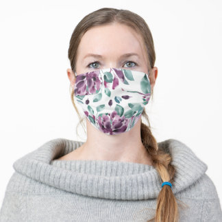 Masque En Tissu Flore pourpre et feuillage vert