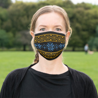 Masque facial de broderie jaune et bleu ukrainien