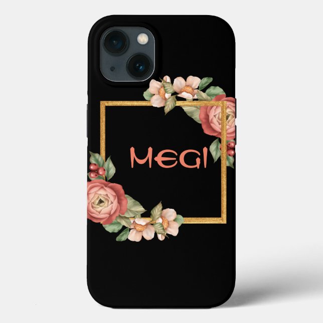 Masque floral noir avec votre coque iphone Coque-M (Verso)