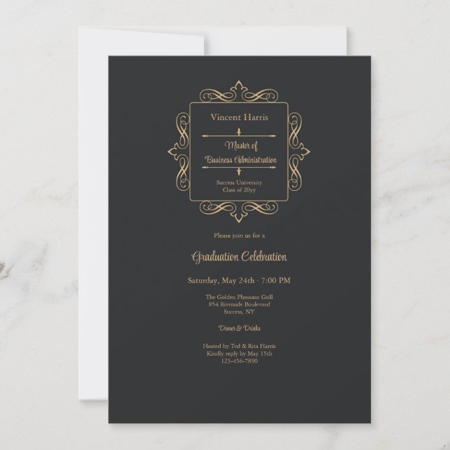 Masqué It Stylish Emblem Graduation Invitation (Devant)