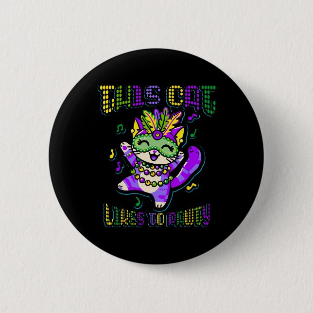 Masque Mardi Apparel Kostüme Mardi Gras Cat Button (Vorderseite)