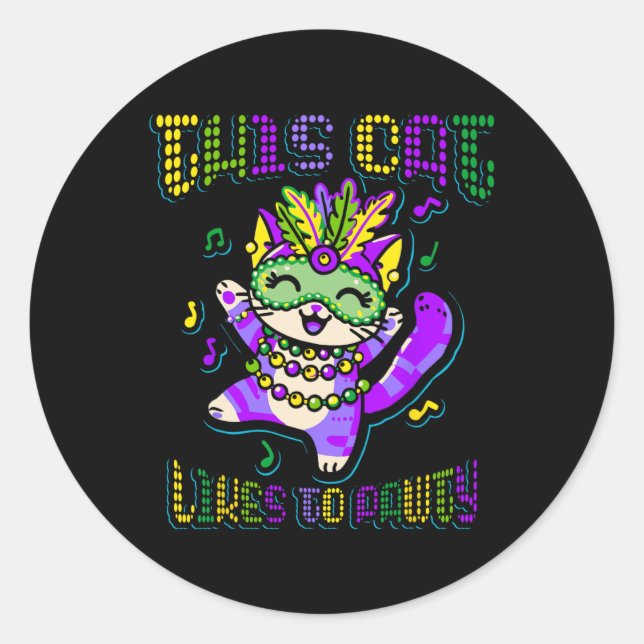Masque Mardi Apparel Kostüme Mardi Gras Cat Runder Aufkleber (Vorderseite)