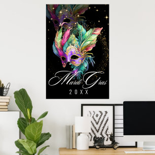 Masque Mardi Gras   Poster noir