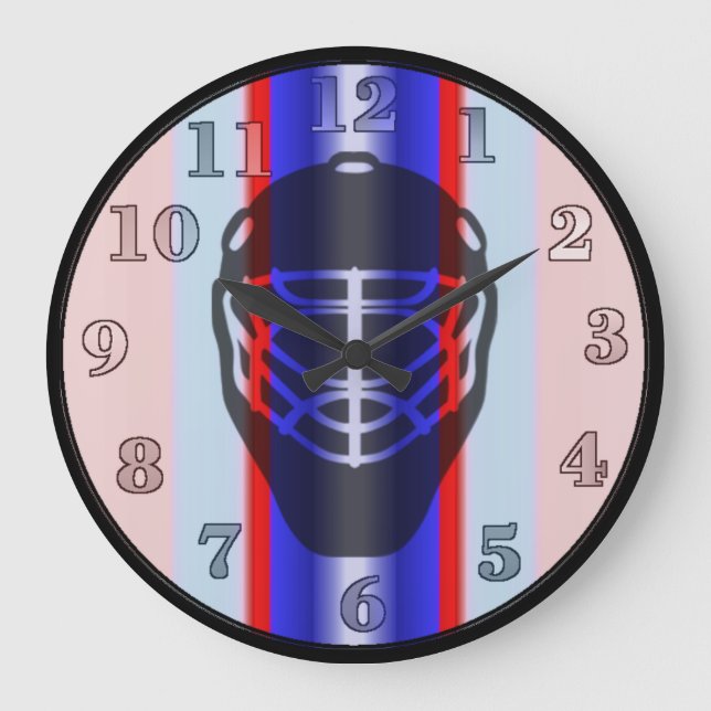 Masque rouge et bleu de gardien de but Horloge mur (Recto)