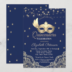 Masque, Streichlichter, Spitzen, Stars, Quinceañer Einladung