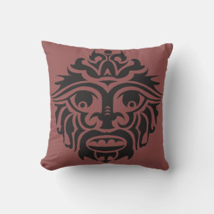 Masque tribal - Oreiller de 16 po x 16 po 