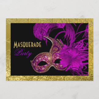 Masquerade 16 . Geburtstag Party lila Goldfolie Einladung