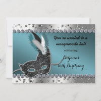 Masquerade aquamarin Silver Geburtstagsparty Einla