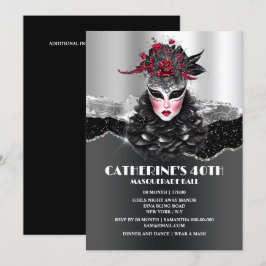 Masquerade Ball Girls Geburtstag elegante Glasmask Einladung