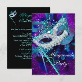Masquerade Ball Party Aquamarin Blau Lila Masken S Einladung