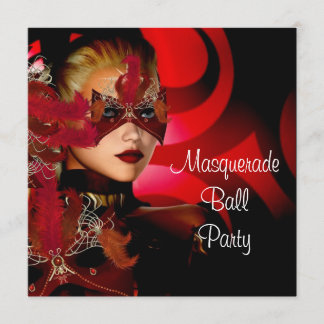 Masquerade Ball Party Maske Black Red Girl 2 Einladung