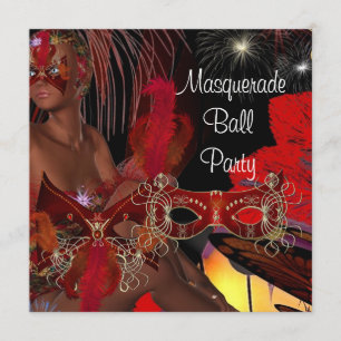 Masquerade Ball Party Maske Black Red Showgirl 2 Einladung